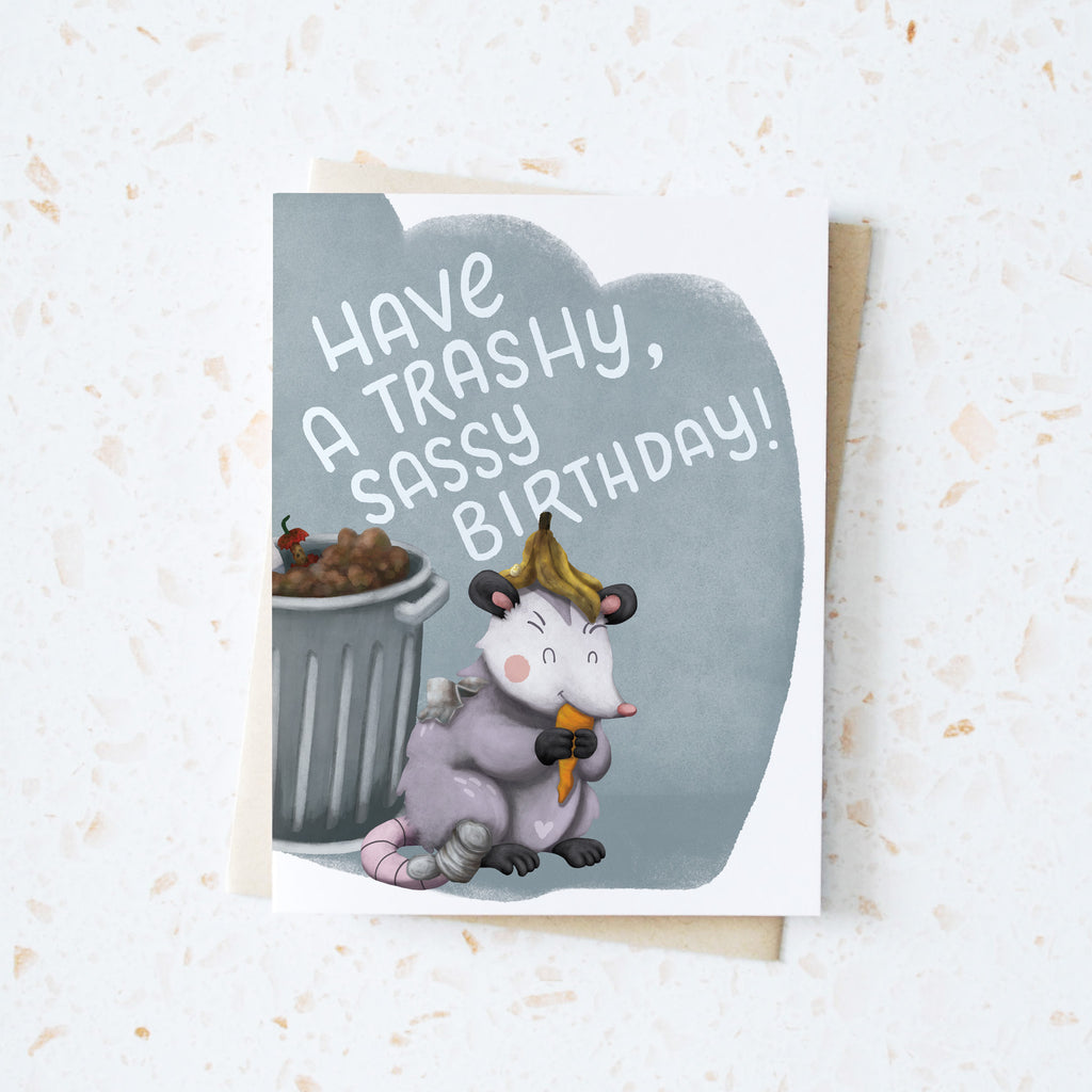 Funny Trash Lovin' Possum Birthday Card