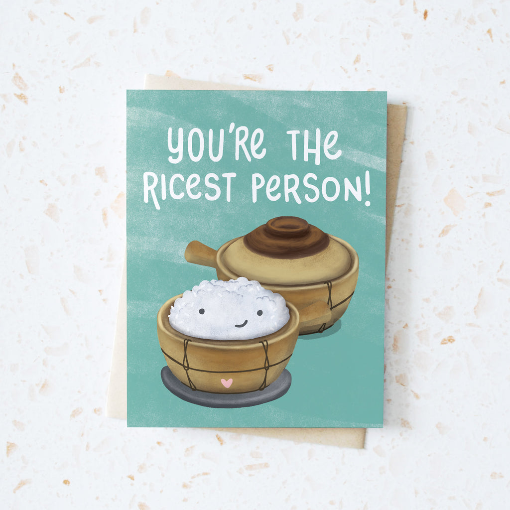 Asian food pun -Rice claypot friendship card