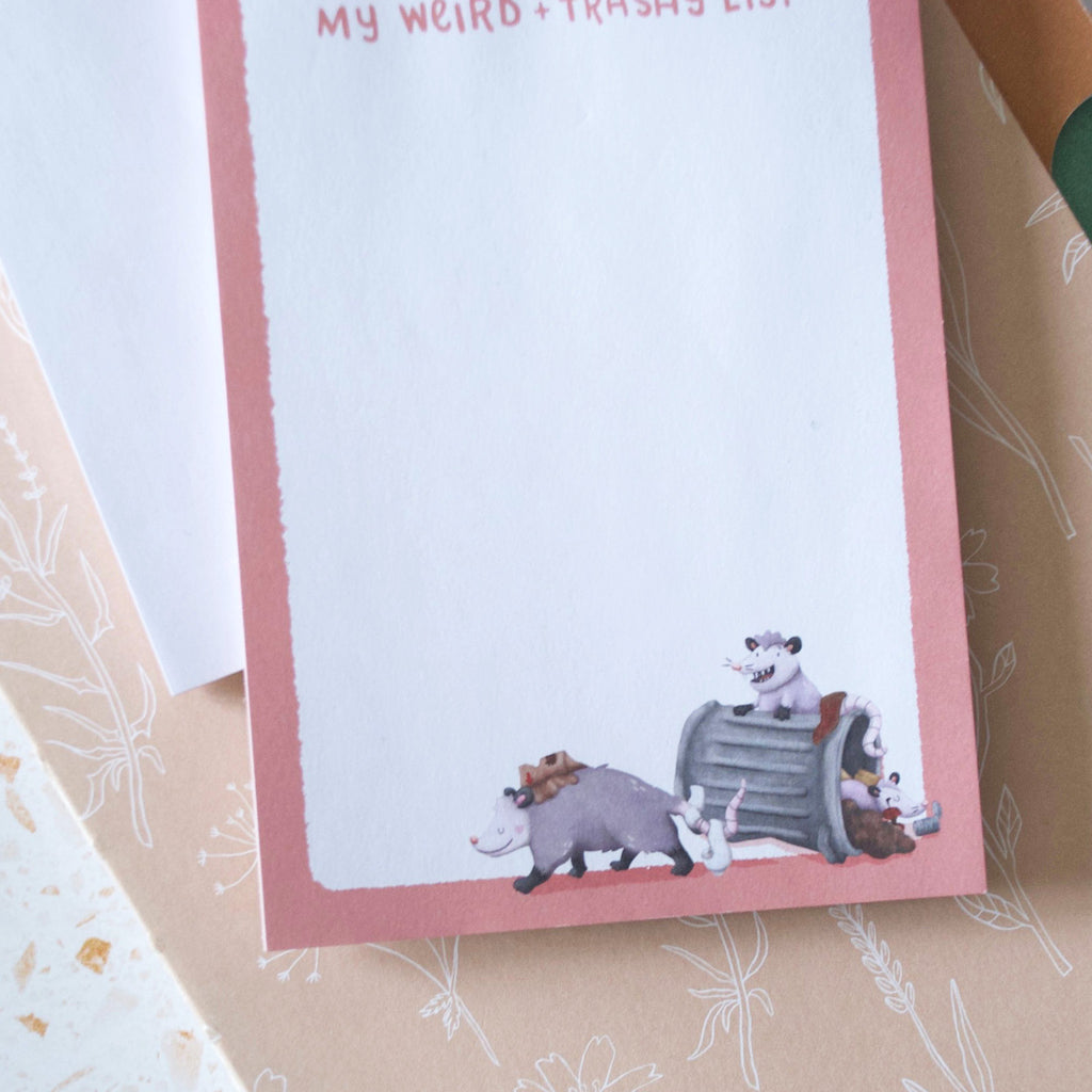 Close up image of Trashy, sassy Opossums Notepad