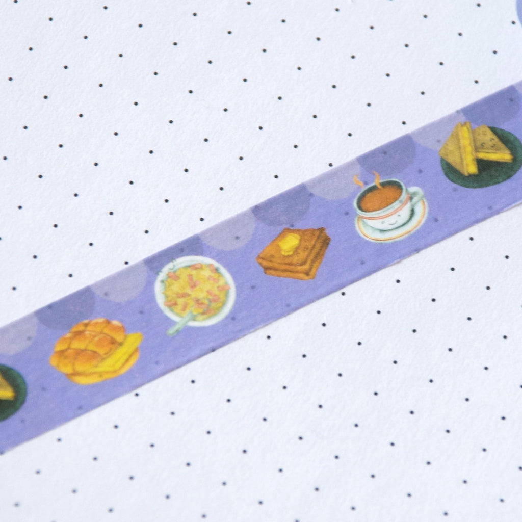Asian afternoon tea dishes on a cute japanease washi tape