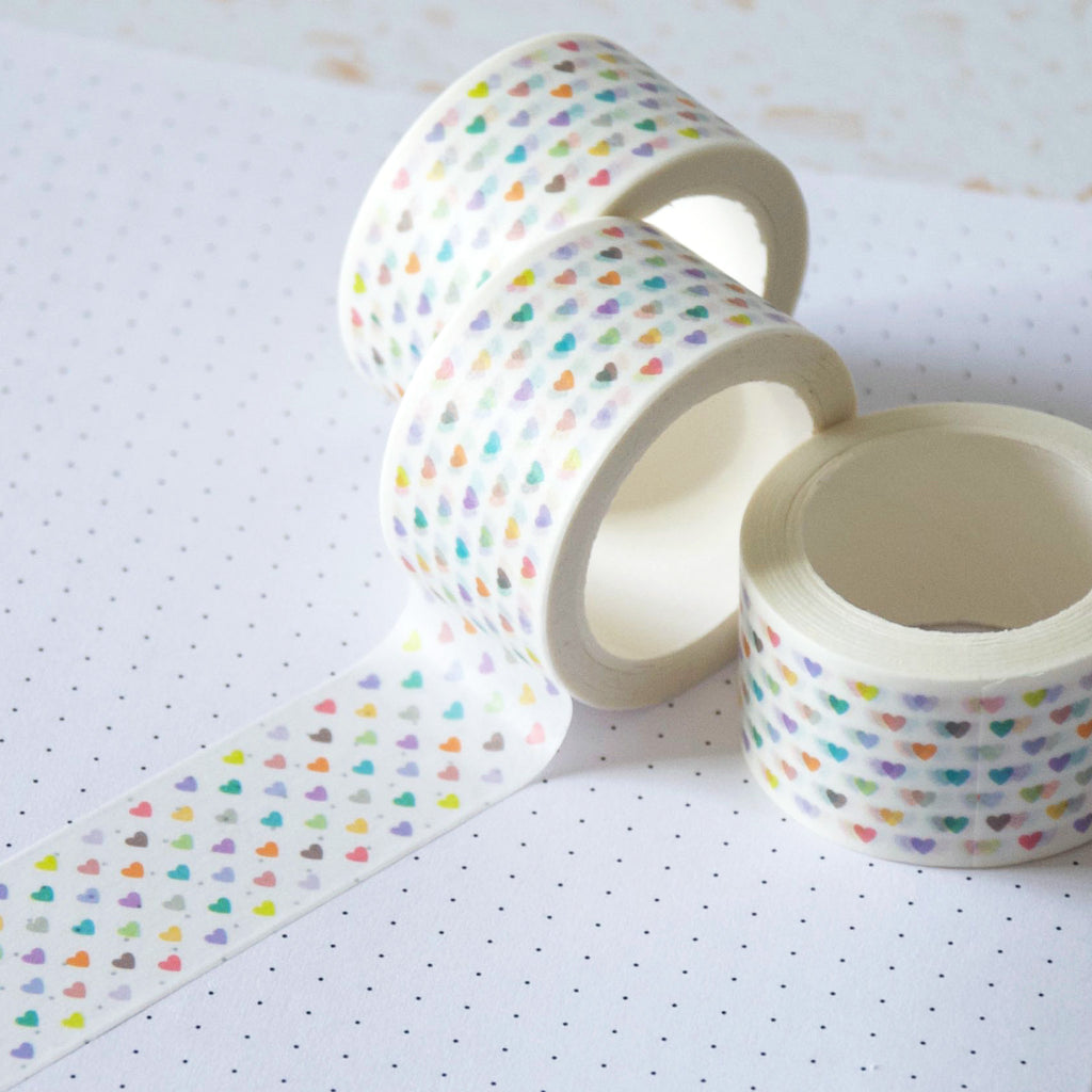 Pastel coloured heart pattern in a 25mm large washi tape