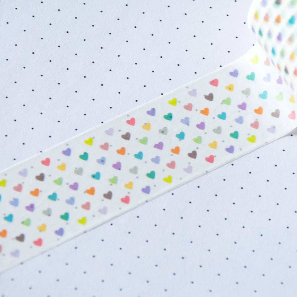 Pastel coloured heart pattern in a 25mm large washi tape