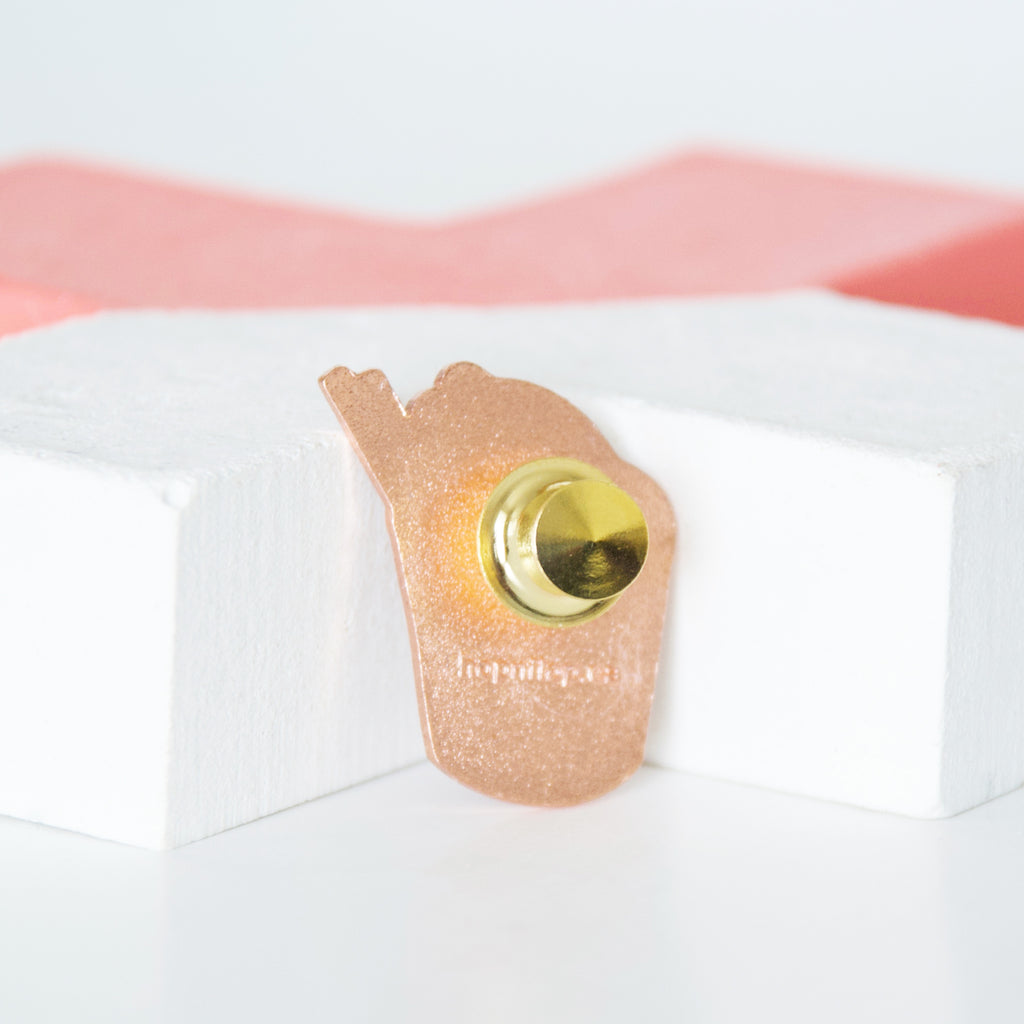 Gold deluxe secure clasp backing that's on the back of the instant noodles enamel pin