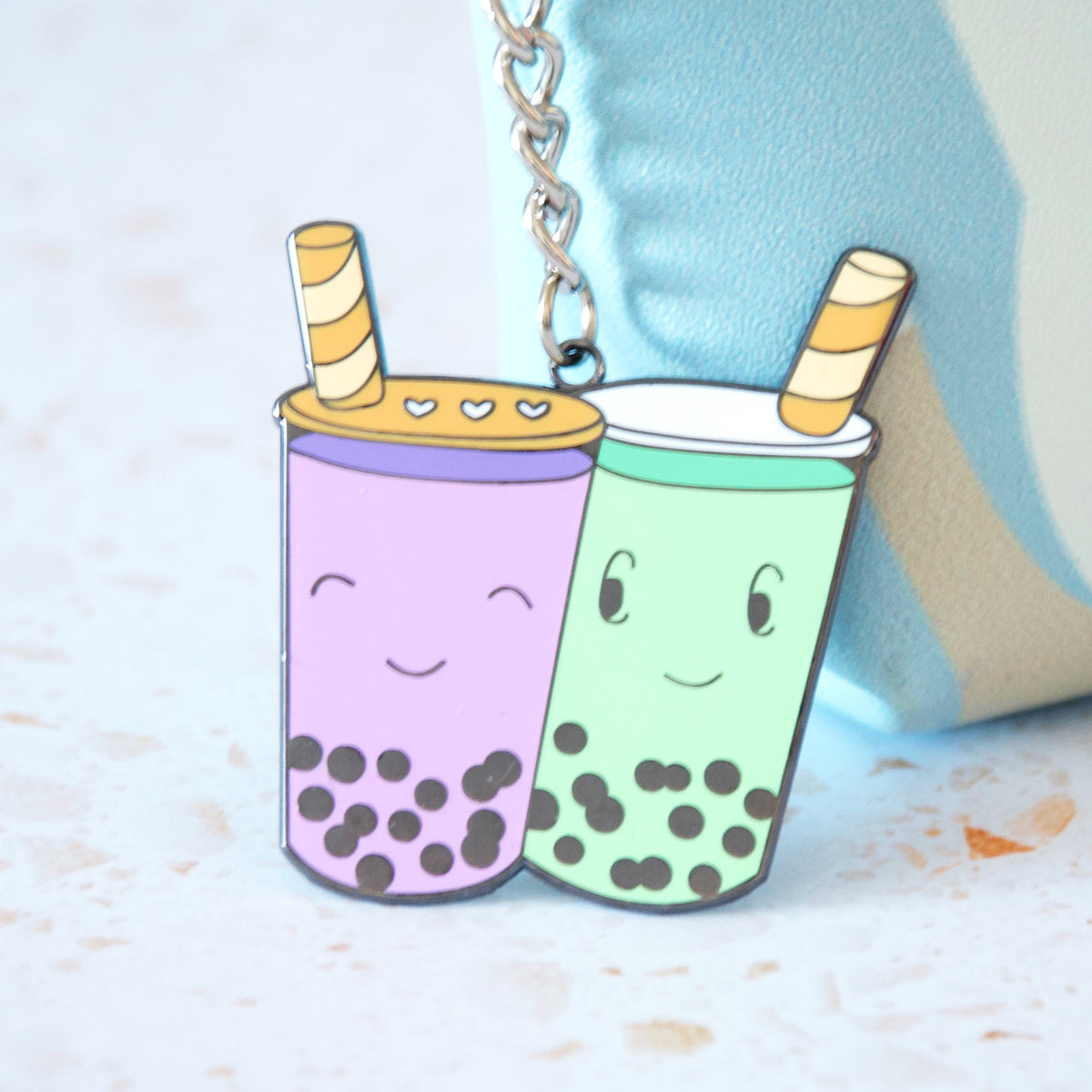 Bubble Tea Keychain | Taro and Matcha Bubble Tea | Key holder | Asian ...